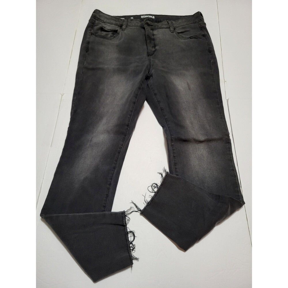 Sonoma Womens Skinny Jeans Size 16L 16 Long Stretch Gray Distressed